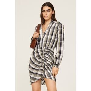 Veronica Beard Vilette Plaid Long Sleeve V-neck Shirtdress Size 4